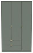 Nashville Green 3 Door Tall Triple Wardrobe - LHF 2 Drawers