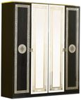 New Serena Black Italian 4 Door Wardrobe with Mirrors