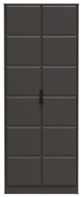 New York Graphite 2 Door Plain Tall Wardrobe