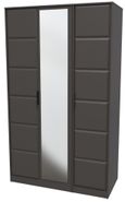 New York Graphite 3 Door Tall Triple Wardrobe - 1 Mirror