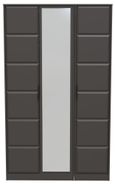 New York Graphite 3 Door Tall Triple Wardrobe - 1 Mirror