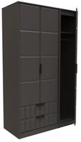 New York Graphite 3 Door Tall Triple Wardrobe - LHF 2 Drawers