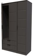 New York Graphite 3 Door Tall Triple Wardrobe - LHF 2 Drawers