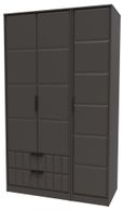 New York Graphite 3 Door Tall Triple Wardrobe - LHF 2 Drawers
