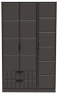 New York Graphite 3 Door Tall Triple Wardrobe - LHF 2 Drawers