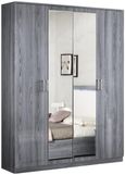 Nicole Grey Italian 4 Door Wardrobe with Mirrors