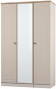 Norfolk Cashmere and Oak Effect 3 Door Triple Wardrobe - 1 Mirror