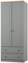 Norfolk Grey and Oak Effect 2 Door 2 Drawer Double Wardrobe