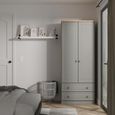 Norfolk Grey and Oak Effect 2 Door 2 Drawer Double Wardrobe