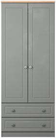 Norfolk Grey and Oak Effect 2 Door 2 Drawer Double Wardrobe