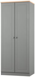 Norfolk Grey and Oak Effect 2 Door Plain Wardrobe