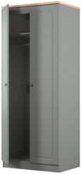 Norfolk Grey and Oak Effect 2 Door Plain Wardrobe