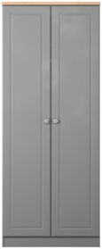 Norfolk Grey and Oak Effect 2 Door Plain Wardrobe