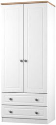 Norfolk White and Oak Effect 2 Door 2 Drawer Double Wardrobe