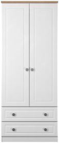 Norfolk White and Oak Effect 2 Door 2 Drawer Double Wardrobe