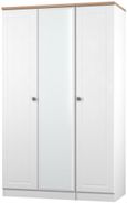 Norfolk White and Oak Effect 3 Door Triple Wardrobe - 1 Mirror