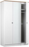 Norfolk White and Oak Effect 3 Door Triple Wardrobe - 1 Mirror