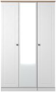 Norfolk White and Oak Effect 3 Door Triple Wardrobe - 1 Mirror