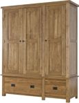 Originals Rustic Oak 3 Door 2 Drawer Wardrobe