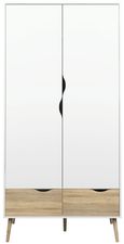 Oslo White and Oak Effect 2 Door 2 Drawer Double Wardrobe