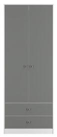 Padstow Grey and White 2 Door 2 Drawer Tall Wardrobe