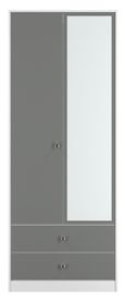 Padstow Grey and White 2 Door Tall Combi Wardrobe - 1 Mirror
