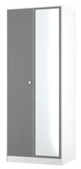 Padstow Grey and White 2 Door Tall Wardrobe - 1 Mirror