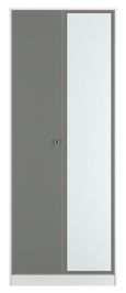 Padstow Grey and White 2 Door Tall Wardrobe - 1 Mirror
