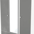 Padstow Grey and White 3 Door Tall Combi Wardrobe - 1 Mirror and LHF 2 Drawers