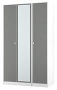 Padstow Grey and White 3 Door Tall Triple Wardrobe - 1 Mirror