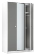 Padstow Grey and White 3 Door Tall Triple Wardrobe - 1 Mirror