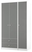 Padstow Grey and White 3 Door Tall Triple Wardrobe - LHF 2 Drawers