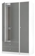 Padstow Grey and White 3 Door Tall Triple Wardrobe - LHF 2 Drawers