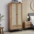 Padstow Double Wardrobe - 2 Door - 1 Drawer - Oak and Rattan