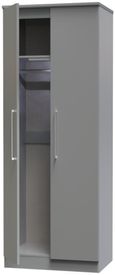Paris Grey Gloss 2 Door Plain Tall Wardrobe