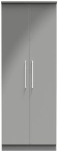 Paris Grey Gloss 2 Door Plain Tall Wardrobe