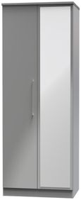 Paris Grey Gloss 2 Door Tall Wardrobe - 1 Mirror