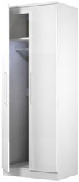 Paris White Gloss 2 Door Plain Tall Wardrobe