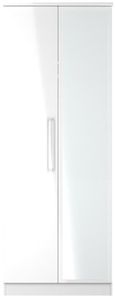 Paris White Gloss 2 Door Tall Wardrobe - 1 Mirror