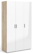 Pepe Oak Effect and White Gloss 3 Door Triple Wardrobe