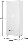 Perce White 2 Door 2 Drawer Wardrobe