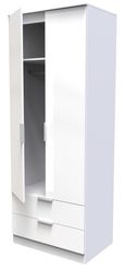 Plymouth White Gloss 2 Door 2 Drawer Tall Wardrobe