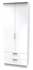 Plymouth White Gloss 2 Door 2 Drawer Tall Wardrobe
