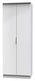 Plymouth White Gloss 2 Door Plain Tall Wardrobe