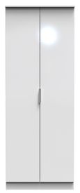 Plymouth White Gloss 2 Door Plain Tall Wardrobe