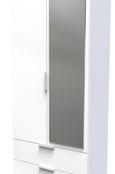Plymouth White Gloss 2 Door Tall Combi Wardrobe - 1 Mirror