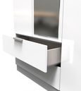 Plymouth White Gloss 3 Door Tall Combi Wardrobe - 1 Mirror and LHF 2 Drawers