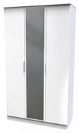 Plymouth White Gloss 3 Door Tall Triple Wardrobe - 1 Mirror