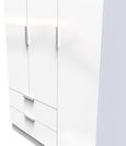 Plymouth White Gloss 3 Door Tall Triple Wardrobe - LHF 2 Drawers
