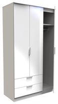 Plymouth White Gloss 3 Door Tall Triple Wardrobe - LHF 2 Drawers